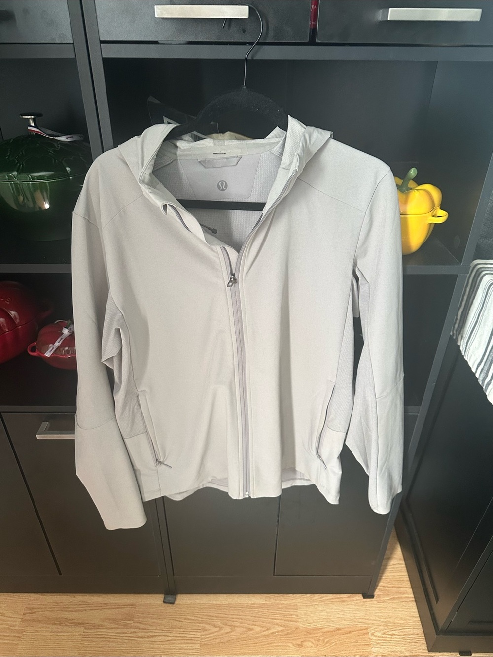 lululemon athletica Light Gray Hooded Zip Bomber Jacket